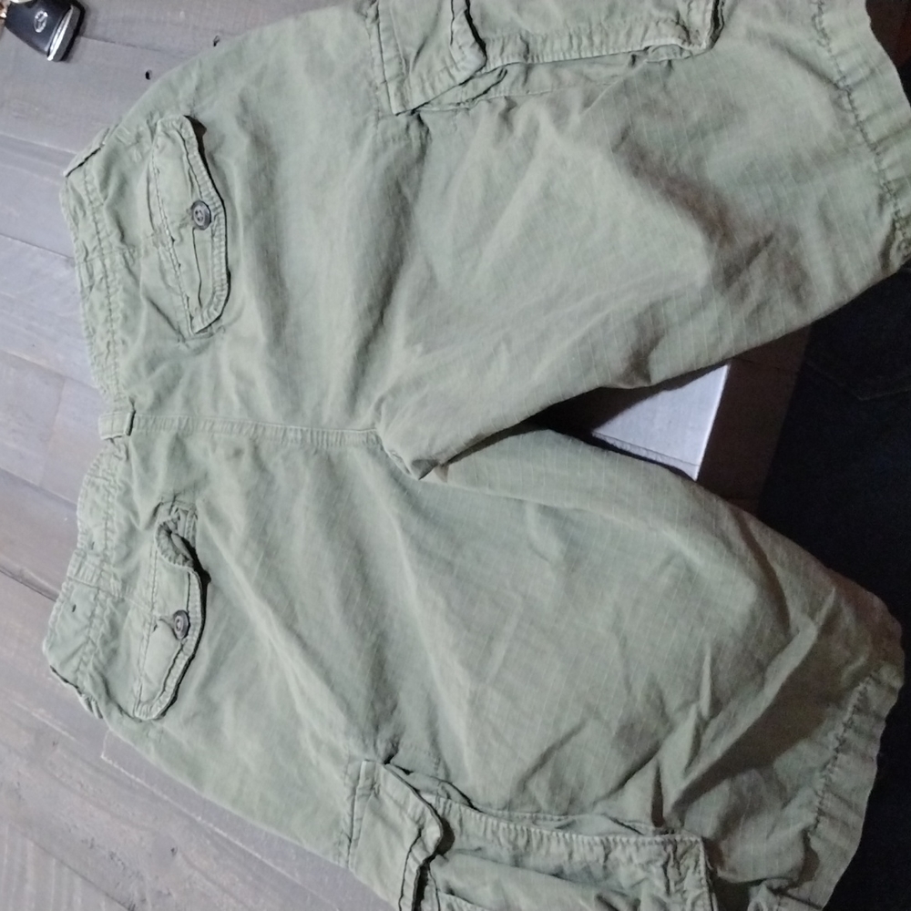AMERICAN EAGLE SZ 29 OLIVE GREEN LONG STYLE CARGO SHORTS MENS TO - Picture 8 of 9